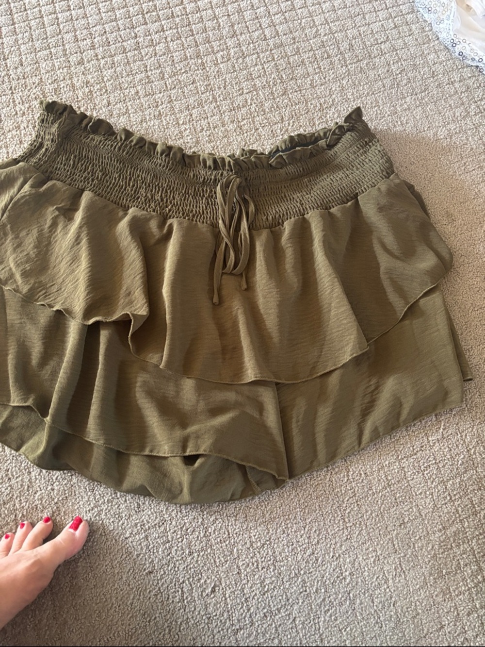 SHEIN Olive Green Ruffle Layered Skort